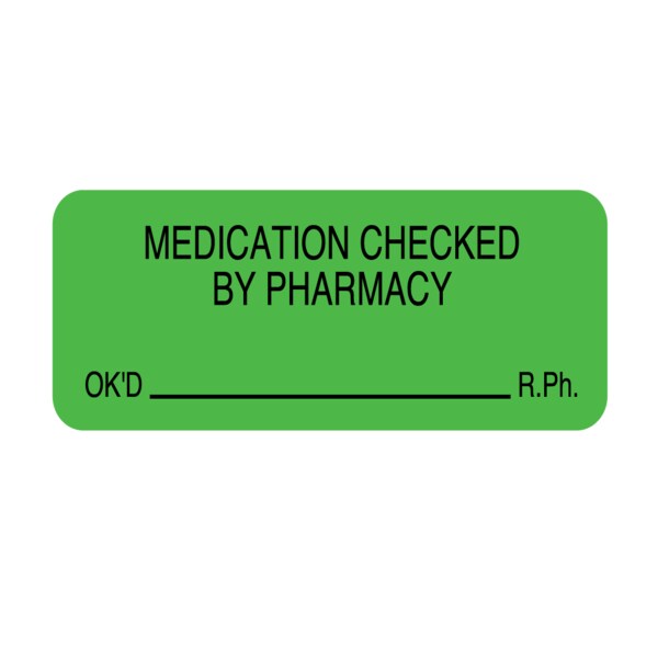 Nevs Label, Medication Checked 3/8" x 1-1/2" Flr Pink w/Black P-2271 - main